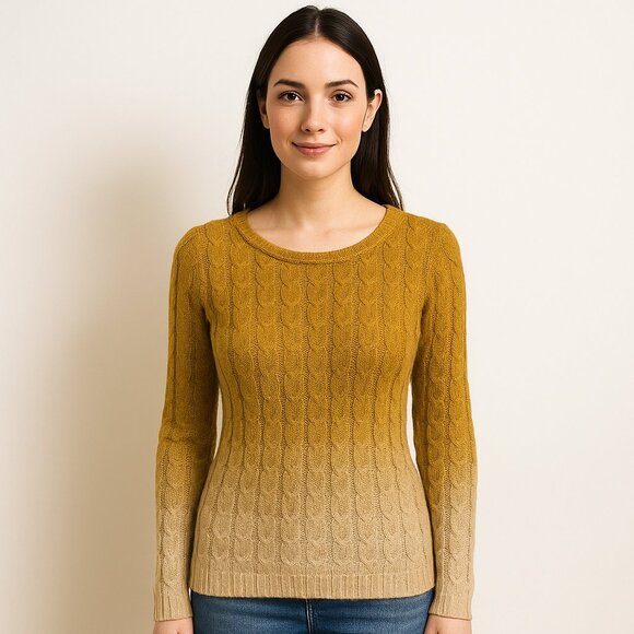 Anthropologie Sparrow Fading Rainbow Ombre Stripe Sweater Yellow Ginger - Picture 1 of 9